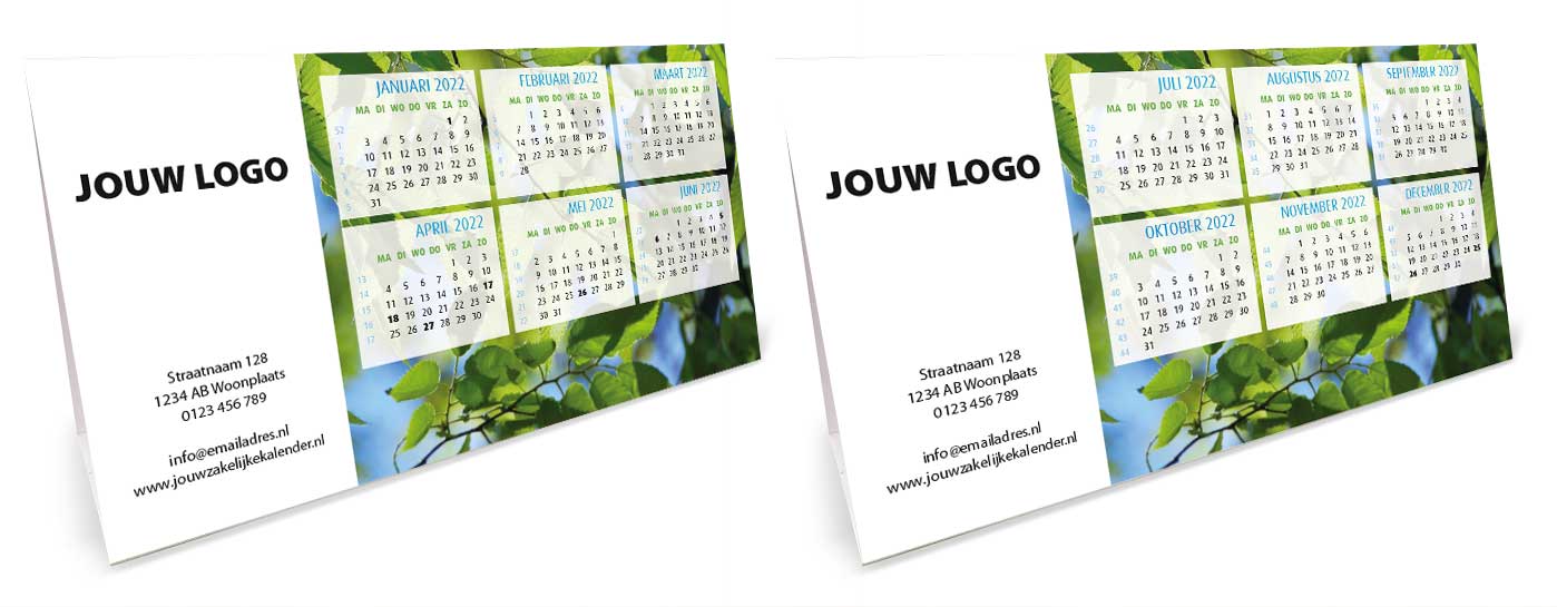 Bureaukalender driehoekskalender liggend 2022. Thema voorjaar Bureaukalender driehoekskalender liggend 2022. Thema voorjaar