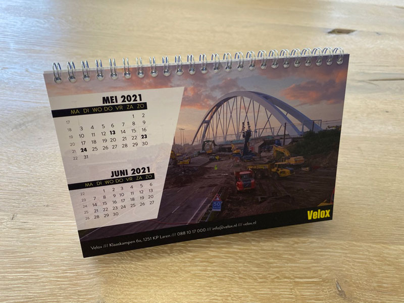 Maatwerk bureaukalender voor Velox Maatwerk bureaukalender voor Velox