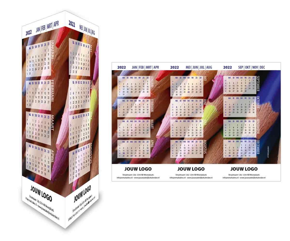 Bureaukalender driehoekskalender staand 2022 Bureaukalender driehoekskalender staand 2022