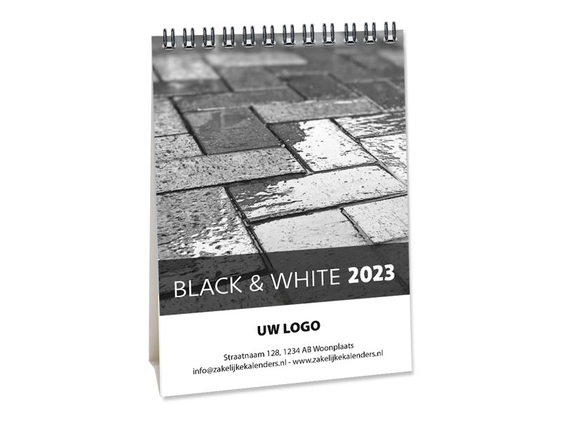 A6 Bureaukalender Black & White 2023