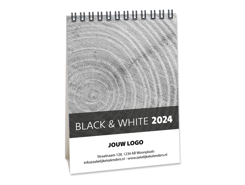 A6 Bureaukalender Black & White 2023