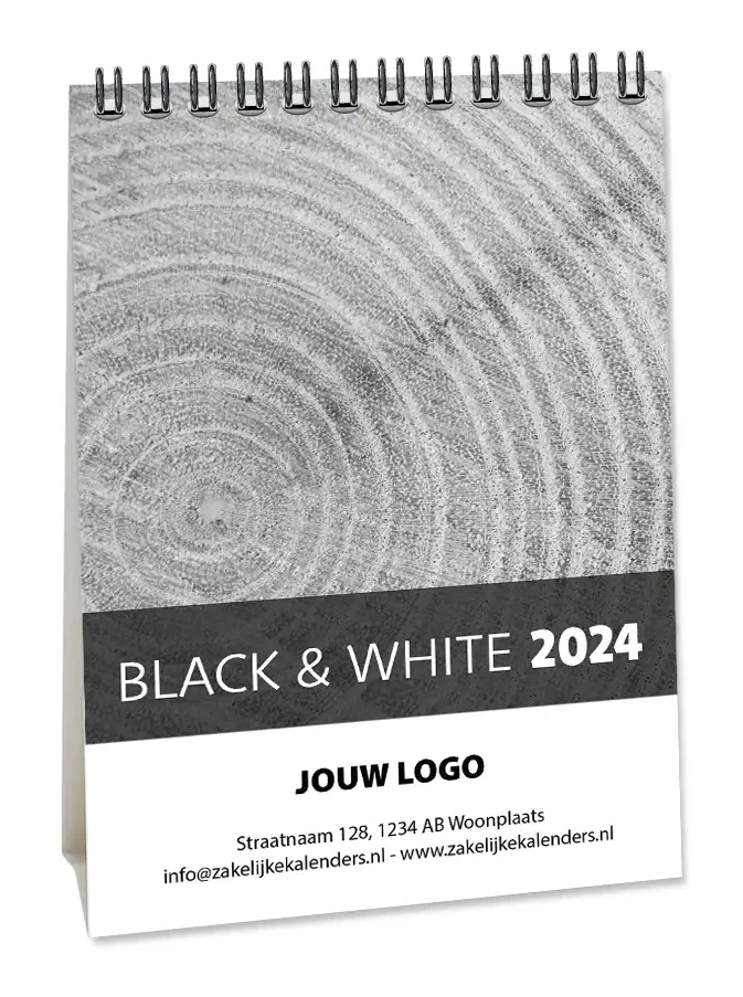 A6 Bureaukalender Black & White 2024